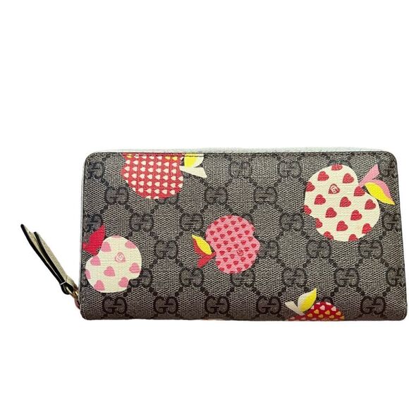 Gucci GG Supreme Les Pommes Apple Long Zip Around Wallet - Picture 2 of 10